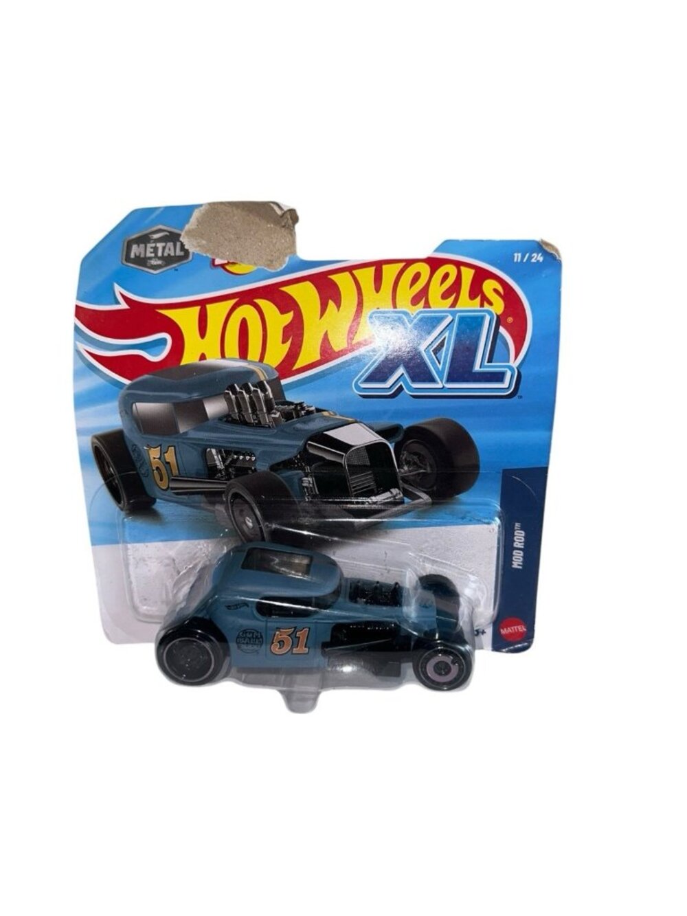 Hot Wheels XL 1/43 Mod Rod Diecast Car Blue 11/24 Gumball 3000 Damaged Package